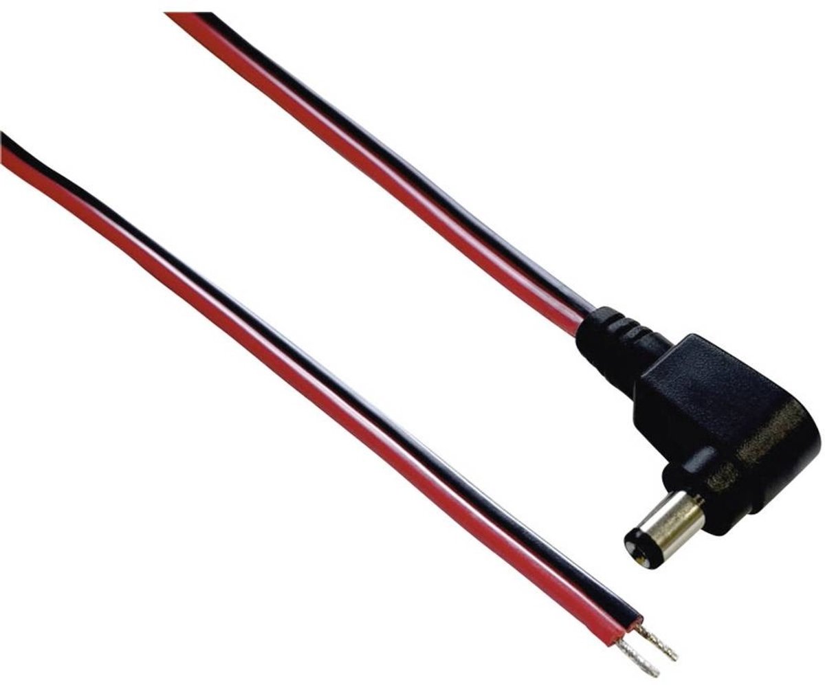 DC plug (m) haaks 5,5 x 2,1mm stroomkabel met open einde - max. 10A / zwart/rood - 2 meter