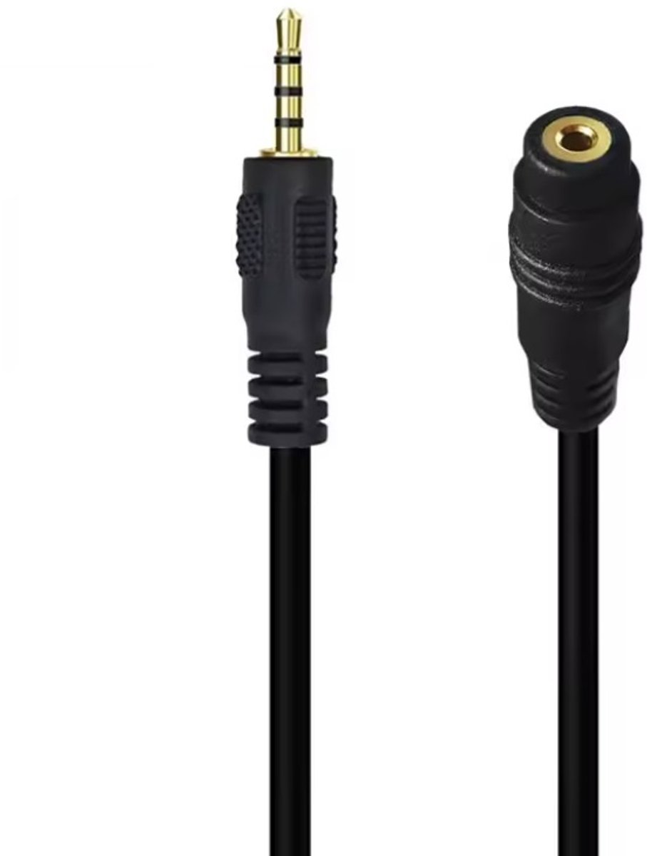 Image of 2,5mm Jack verlengkabel | 4-polig | verguld | zwart | 0,20 meter