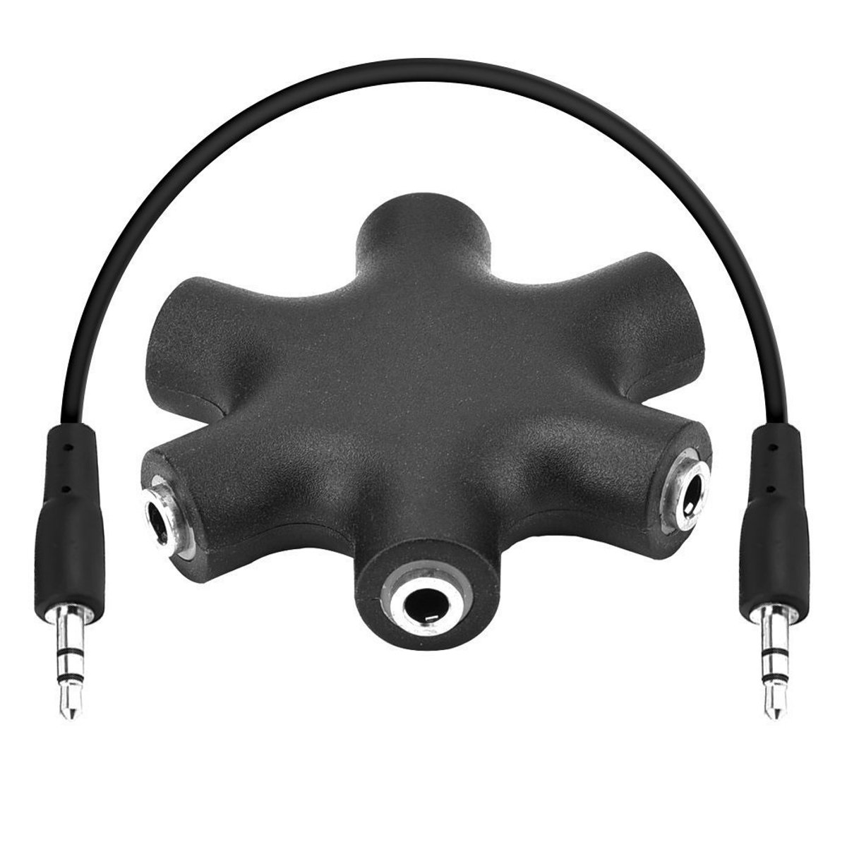 5-poorts 3,5mm Jack stereo audio splitter / zwart - 0,15 meter