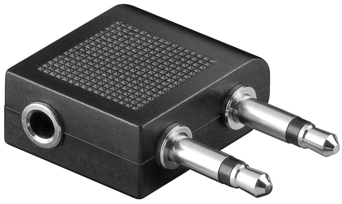 35mm Jack stereo audio vliegtuigadapter - haaks / zwart