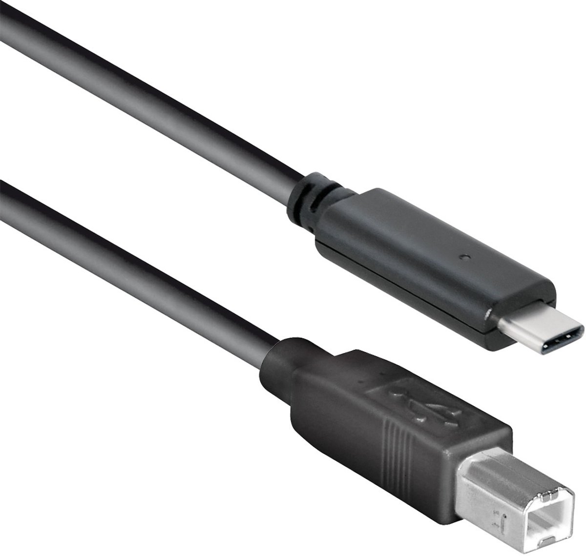 USB-C naar USB-B kabel - USB2.0 - tot 2A / zwart - 1,8 meter