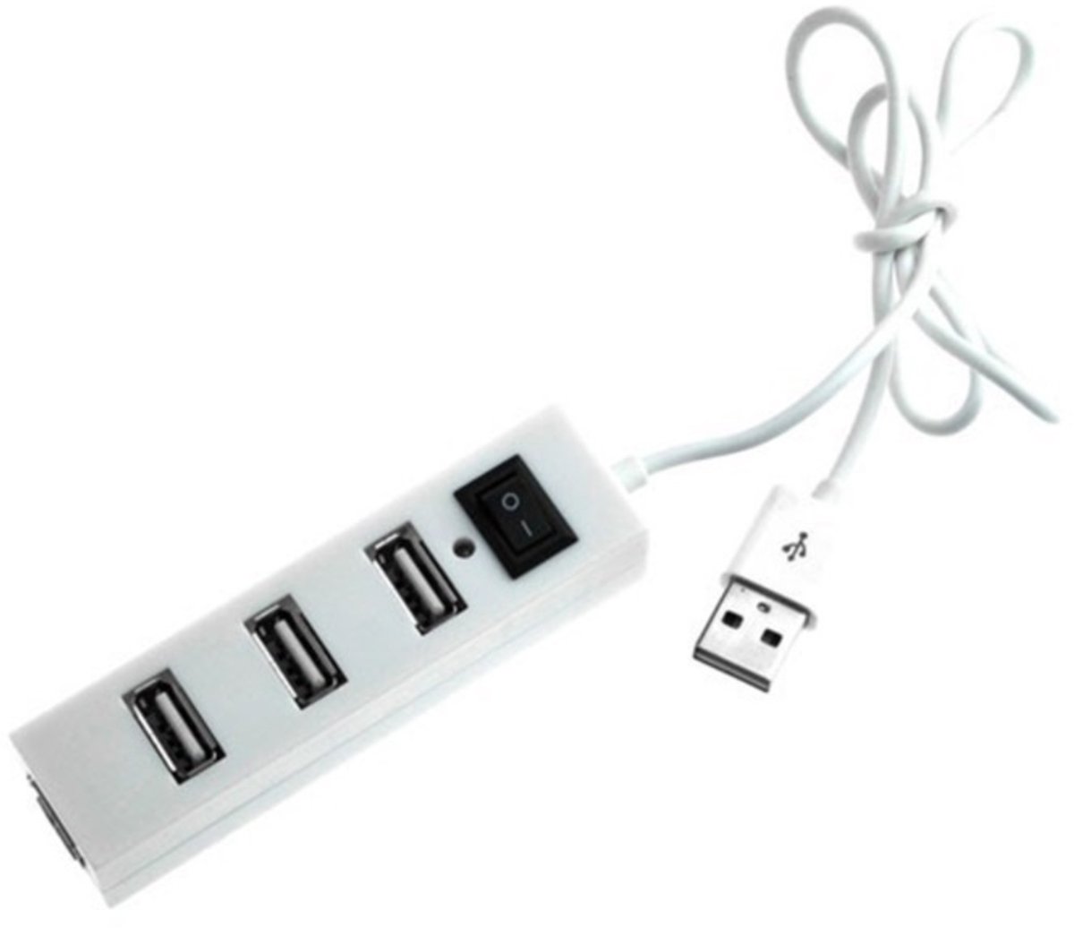 USB hub met 4 poorten en aan/uit schakelaar - USB2.0 - busgevoed / wit - 0,25 meter