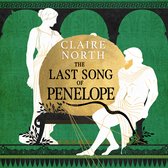 Boekcover met witte klassieke beelden op groene achtergrond. Tekst: Claire North, The Last Song of Penelope.