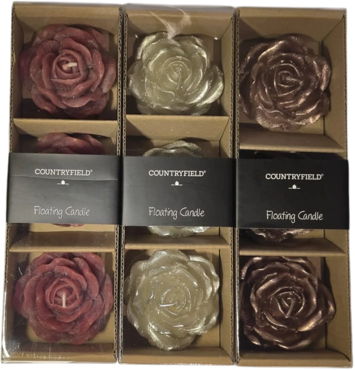 Drijfkaarzen roos koper, zilver, rood (set 3) - Countryfield