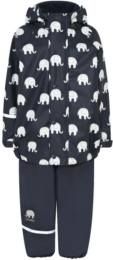 Combinaison de pluie bleu foncé avec imprimé éléphant blanc de CeLaVi 140