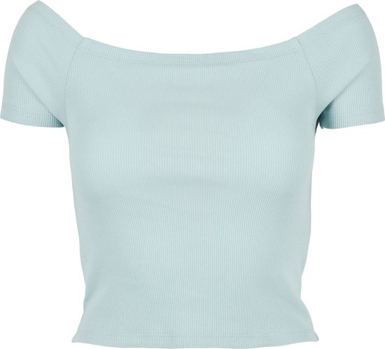 Urban Classics Crop top -4XL- Épaules Dénudées Côtelé Blauw