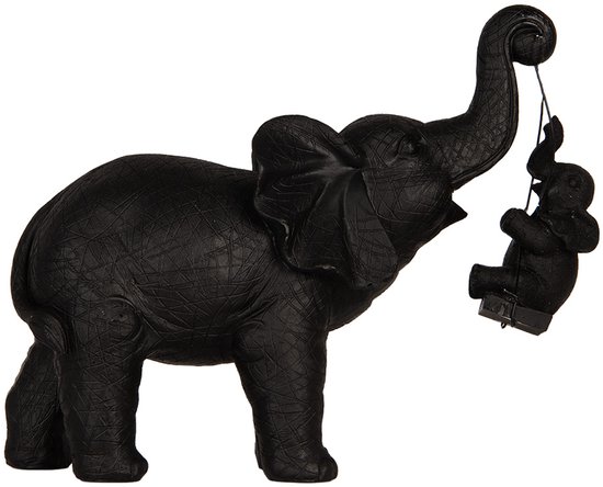 Clayre & Eef Beeld Olifant 20x8x18 cm Zwart Kunststof