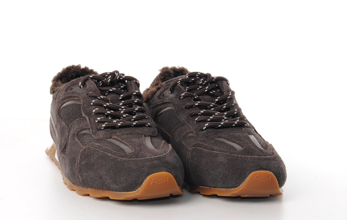 Ash Italia dames sneaker Kasar Fur suède donkerbruin