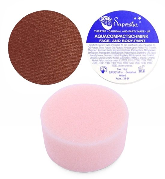 Funny Fashion Pieten schmink setje - Bruin - met sponsje - 16 ml - gezicht grimeren - kind/volwassenen