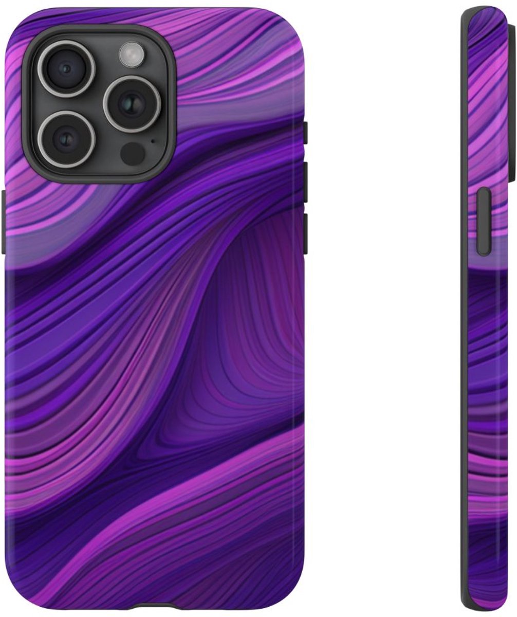 Paars Golvend Patroon – Telefoonhoesje Geschikt voor iPhone 15 Pro Max
