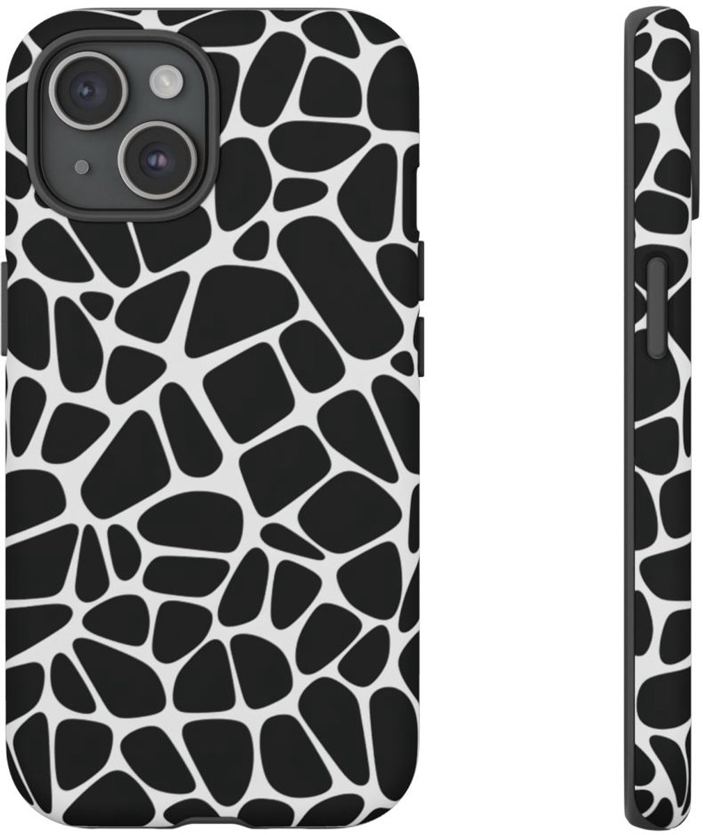 Zwart-Wit Abstract Geometrisch Patroon – Telefoonhoesje Geschikt voor iPhone 15