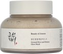 Pot 'Ground Rice and Honey Glow Mask' van Beauty of Joseon, met een label met Koreaanse tekst en productinformatie.