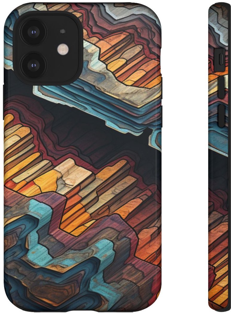 Gelaagde Abstracte Geologische Textuur – Telefoonhoesje Geschikt voor iPhone 12