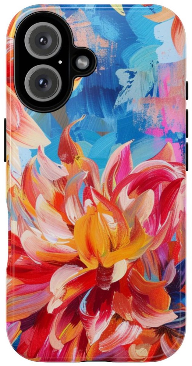 Levendig Abstract Bloemenpatroon – Telefoonhoesje Geschikt voor iPhone 16