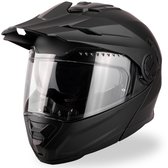 Casque d'enduro VINZ Prado avec visière solaire | Casque système, casque moto et casque cross | Homologué ECE 22.06 | Convient aux motos, scooters et cyclomoteurs | Sac de rangement inclus - Zwart - L