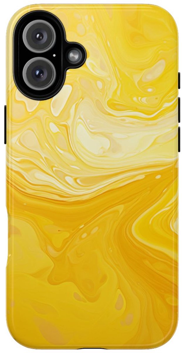 Gouden Gele Abstracte Krullen – Telefoonhoesje Geschikt voor iPhone 16 Plus