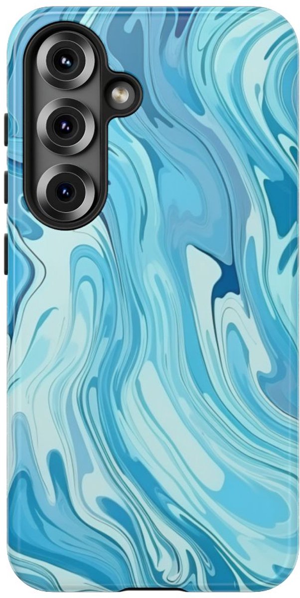 Blauw Suminagashi Marmer Abstract – Telefoonhoesje Geschikt voor Samsung Galaxy S25
