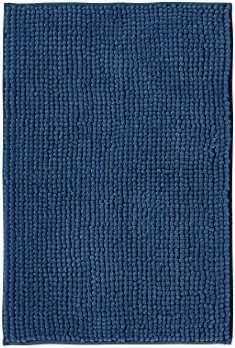 Hoogpolige Chenille Badmat Anti-Slip | Super Absorberend en Machinewasbaar | Zachte Douchemat voor Badkamer | Blauw - 50x80 cm