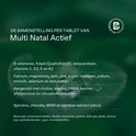 Tekst met ingrediënten van Bonusan Multi Natal Actief, zoals B-vitamines, folaat, bèta-caroteen, spirulina en chlorella.