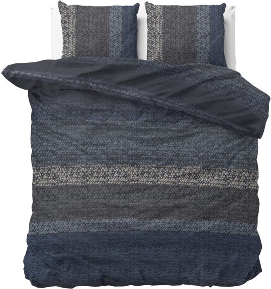 Droomtextiel Knits Flanel Dekbedovertrek Blauw - 240x200/220 cm - Warm & Zacht