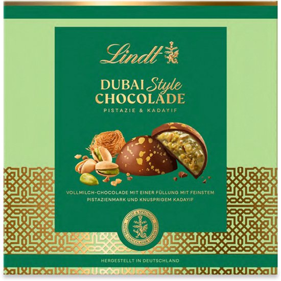Lindt DUBAI STYLE Chocolat Praliné Pistache 90 grammes - Chocolat au lait, Kadayif, Pistaches - Chocolat Premium Dubai Style
