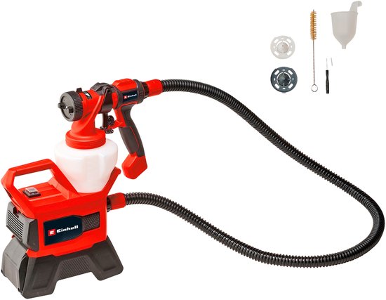 Foto: Einhell accu verfspuit te sy 18 90 li solo power x change 18 v li ion spuitcapaciteit 1000 ml min inhoudreservoir 1200 ml max viscositeit 90 din sec incl 7 delige accessoireset excl accu en lader