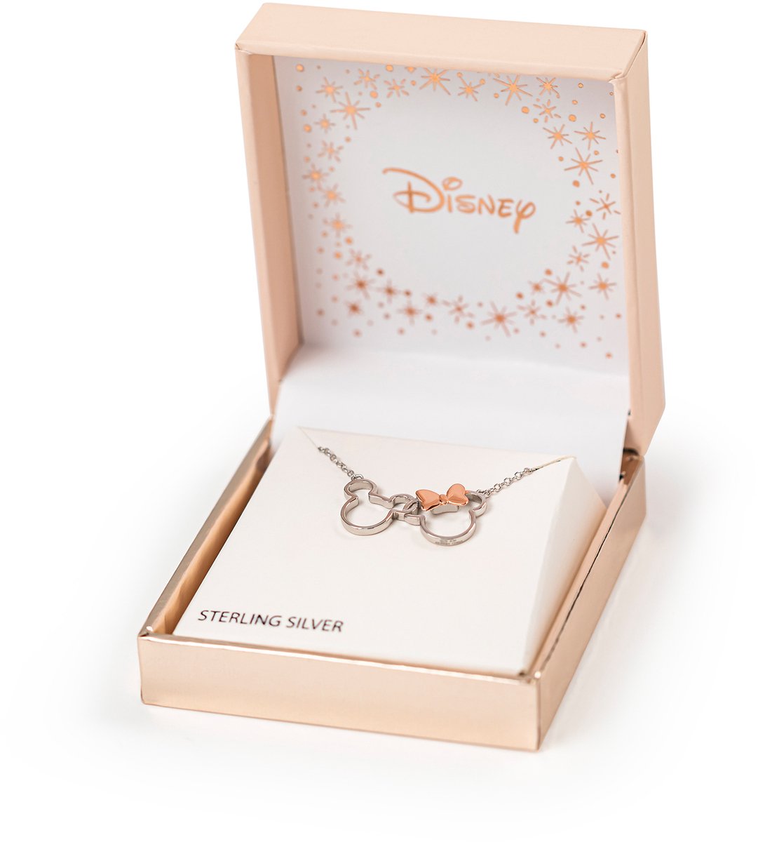 Disney - Minnie And Mickey Silver & Rose Gold Plated Necklace