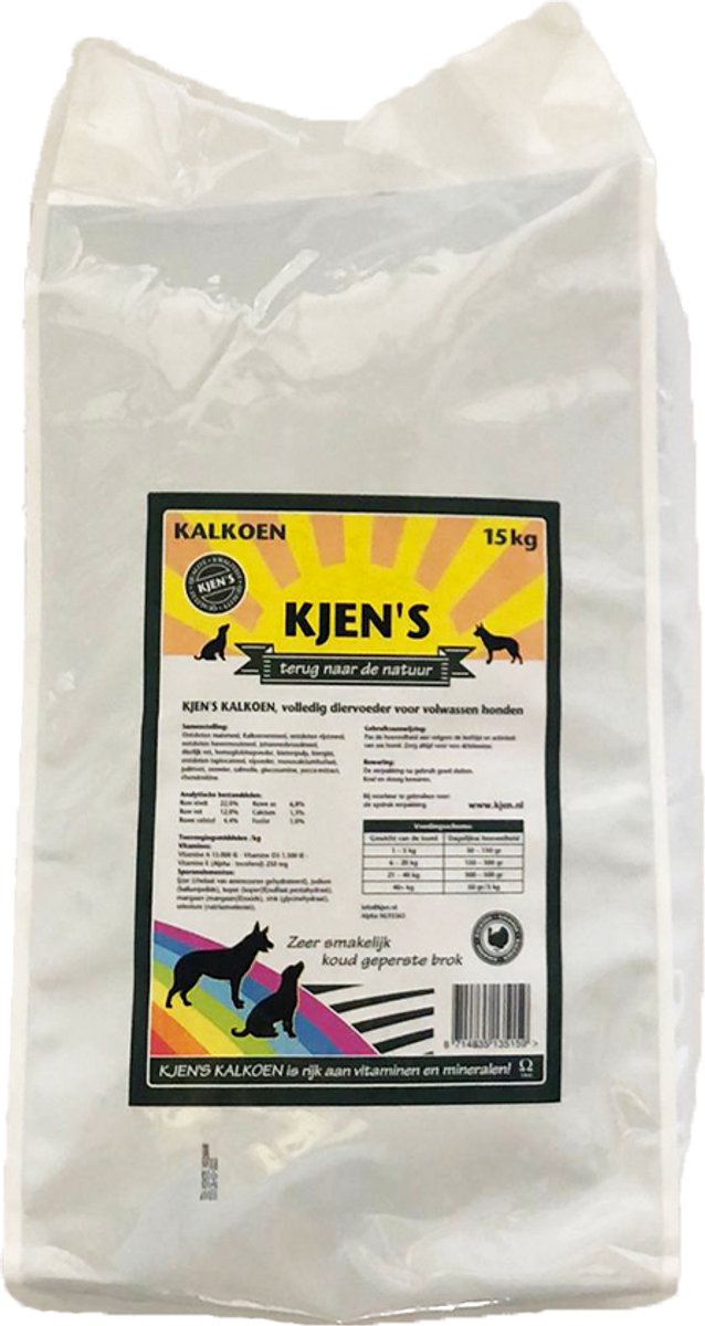 Kjens Kjen's geperst hondenvoer Kalkoen 15 kg - Hond