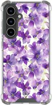 Casimoda® hoesje - Geschikt voor Samsung Galaxy S25 FE - Floral Violet - Shockproof case - Extra sterk - TPU/polycarbonaat - Paars, Transparant