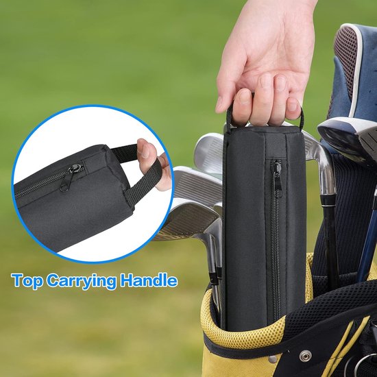 Zwarte golftas met bierhoes, geïsoleerde koeltas voor 7 blikjes, koeltas met bieraccessoire, past op de meeste golftasstijlen en -typen van Caddyswag — afbeelding 3