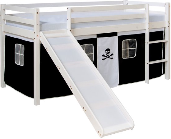 Lit mezzanine Homestyle4u - 90x200 cm - Wit - Pirate - Slide