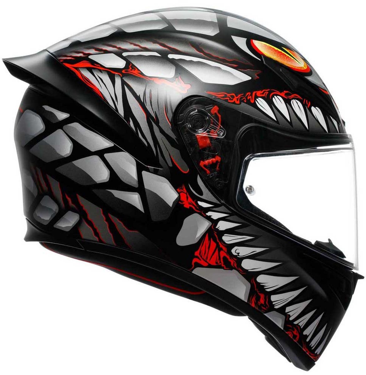 AGV K1 S LYZARD MATT BLACK/GREY/RED - Maat S - Integraal helm - Scooter helm - Motorhelm - Zwart - Scooterhelmen mannen en vrouwen. – foto 8