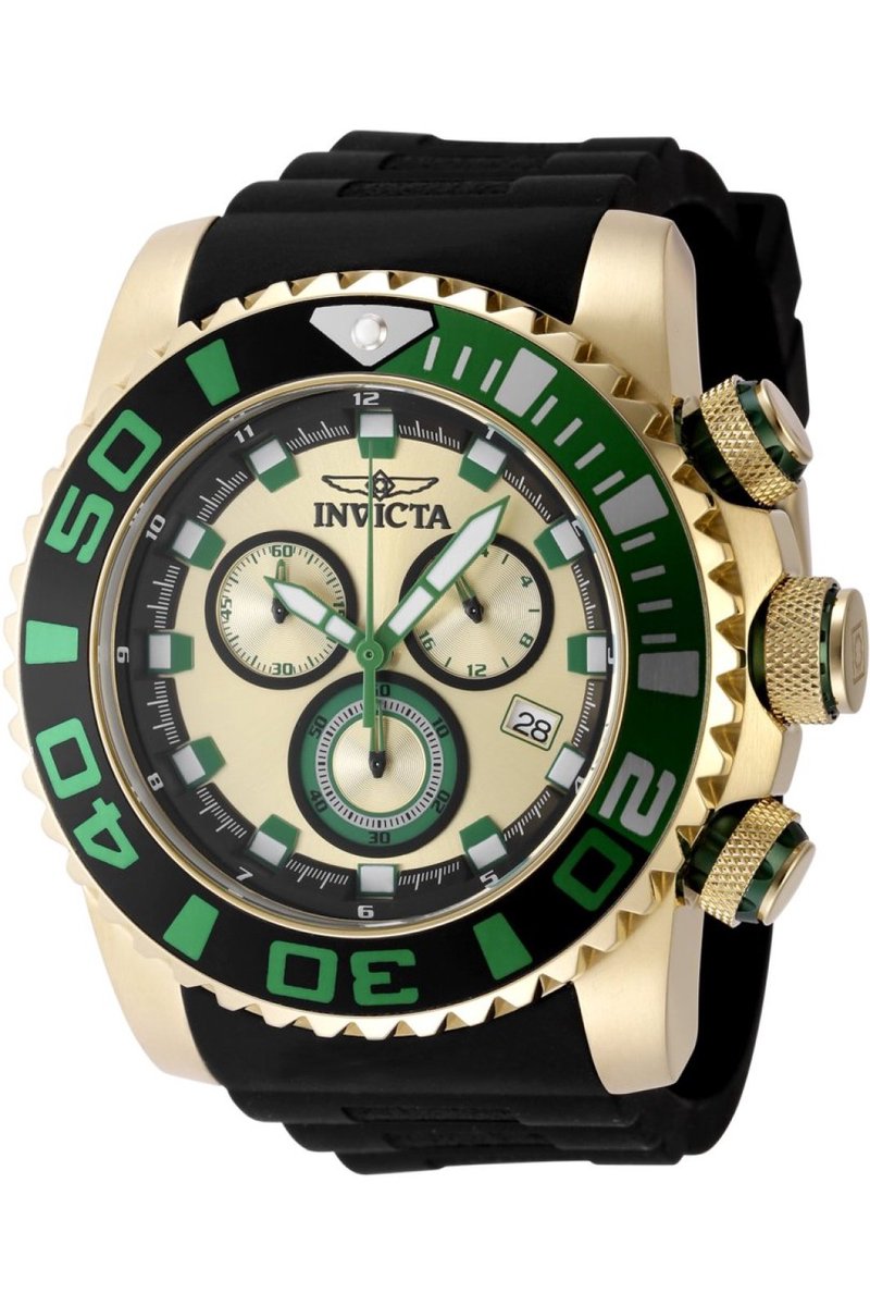 Invicta Sea Hunter 48987 Heren Horloge - Waterdicht - Analoog - Quartz Uurwerk - Roestvrij Staal met gouden Wijzerplaat - 52mm