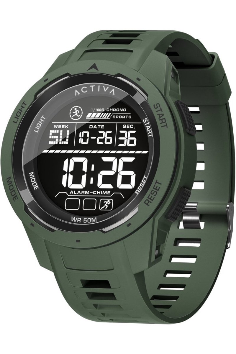 Activa x Invicta Digital ACW8105-001 Heren Horloge - Waterdicht - Digitaal - Quartz Uurwerk - Plastic met zwarte Wijzerplaat - 45mm