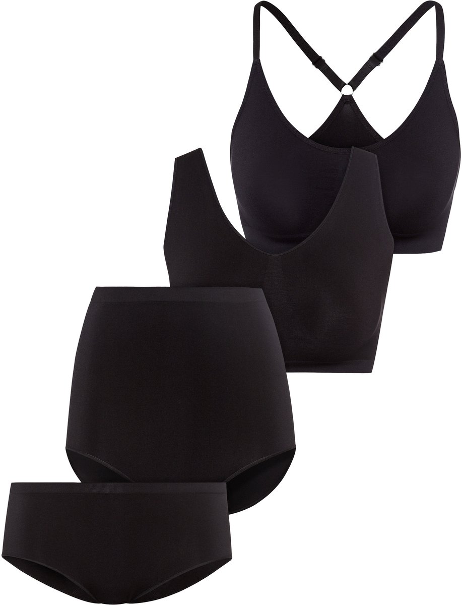 BeeDees Geschenkset Comfee Pure Met crop top, bralette, tailleslip & panty – alles in één doos zwart