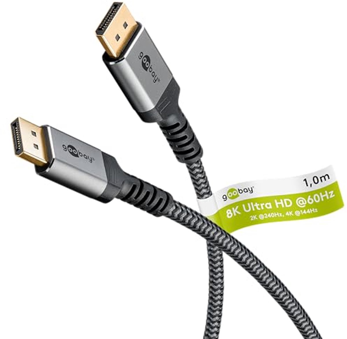 DisplayPort-kabel 1.4 tot 8K @ 60Hz, 32,4 Gbit/s voor Gaming en Videostreaming, 1m