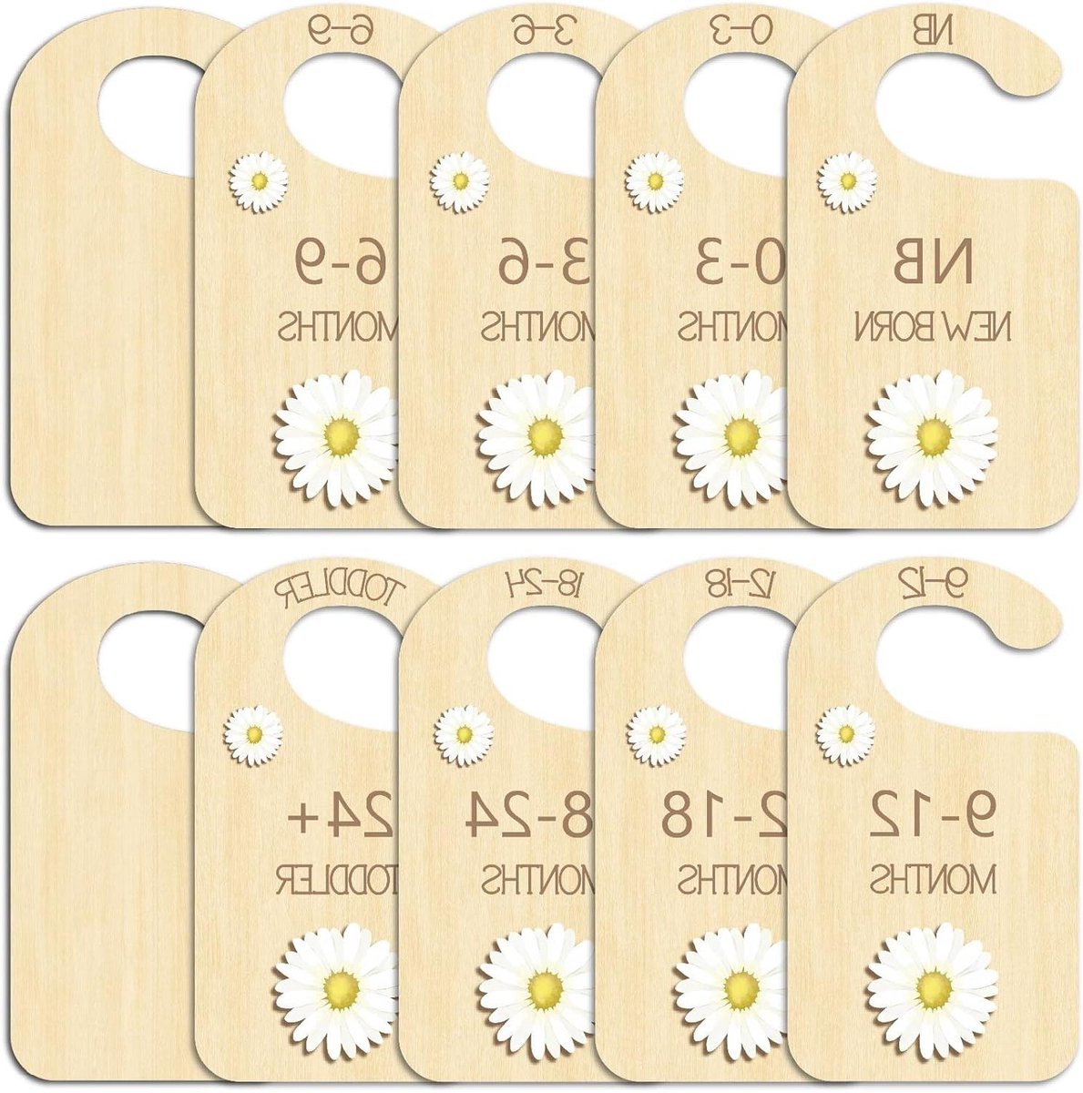 Image of 10 Stuks Madeliefjes Kastverdelers Enkelzijdig Hout - Herbruikbare Hangende Organizer - Bloemverdelers - Pasgeboren Spullen - Peuter Decoratie - Douche - Kinderkamer