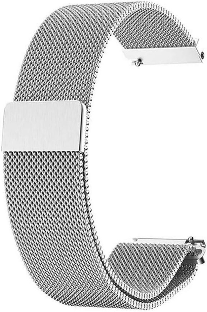 Quick Release Mesh Horlogeband - Geweven Roestvrij Staal - Verstelbare Magnetische Sluiting - Unisex - Comfortabel en Stijlvol - Zwart-Grijs.