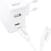 Azuri 30W USB-C snellader- met USB-C kabel - 2 USB poorten - Wit