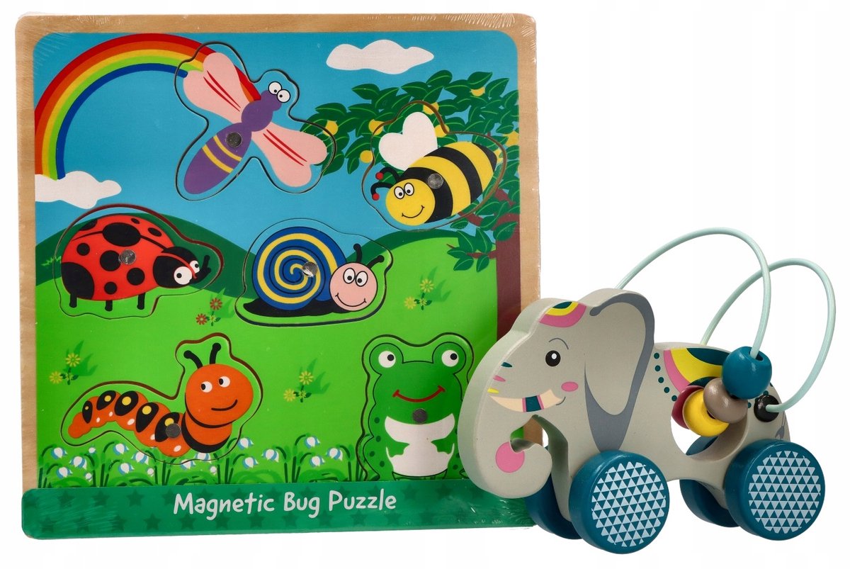 Houten Puzzel & Sorteren Slijm met Dierfiguren en Hengel
