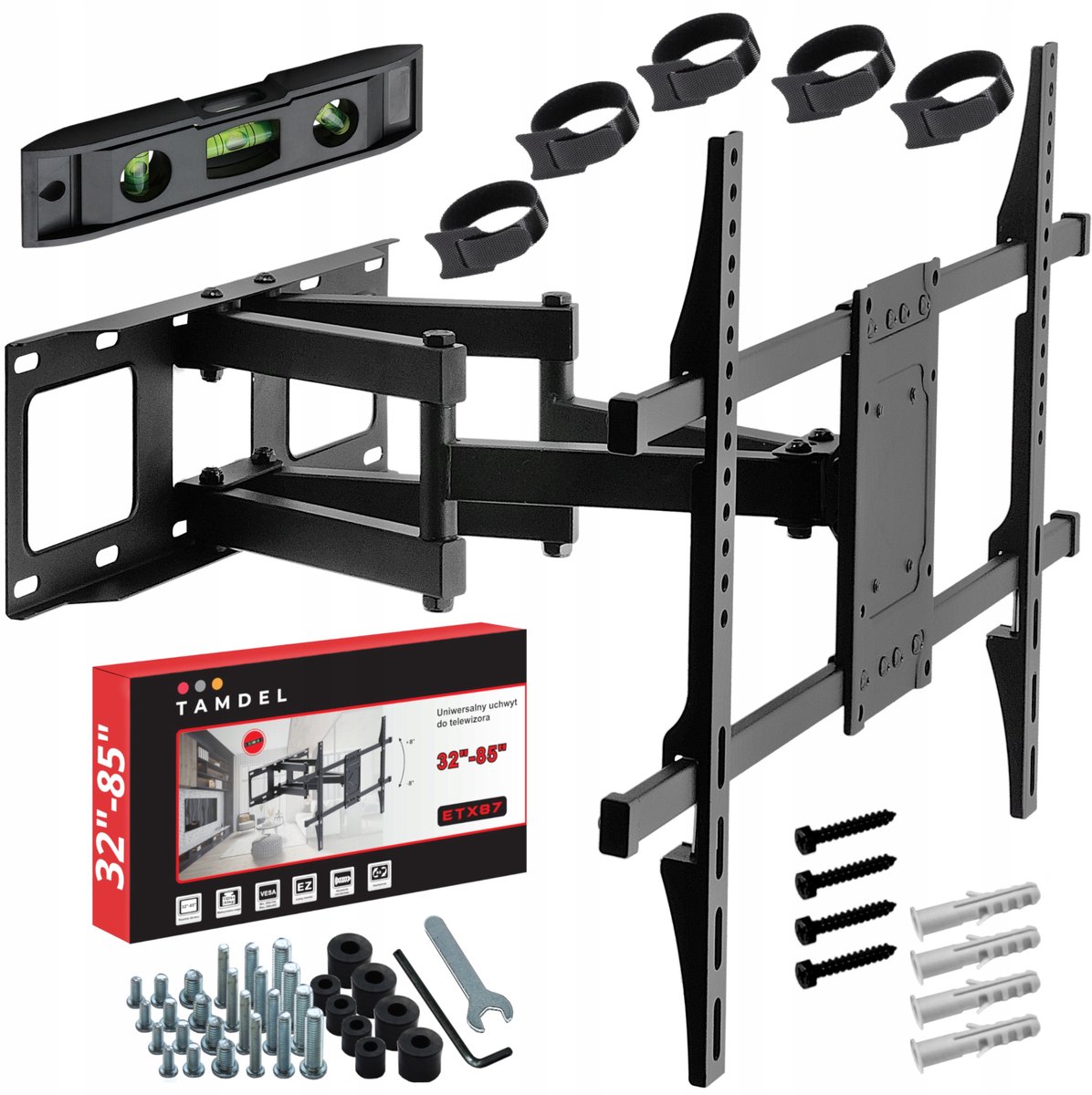 Draaibare TV-muurbeugel 32-85 inch, 60kg, universeel, kantelbaar