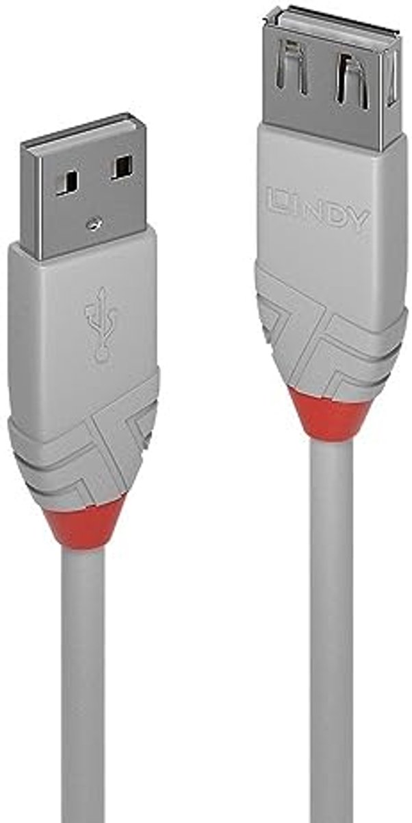 USB 2.0 Type A verlengkabel 1 m - Antraciet