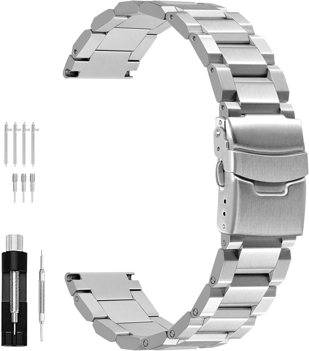 Roestvrijstalen horlogeband - Klassiek design in diverse maten - Vervangende band met gespsluiting - Unisex horlogeaccessoire