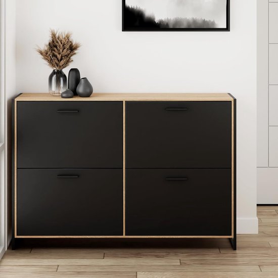 CASABEL Schoenenkast, 12 Paar, Grote Capaciteit Voor Entree, 60 X 24 80 Cm L B H Deuren Van Licht Hout Frame Wit 2275325714