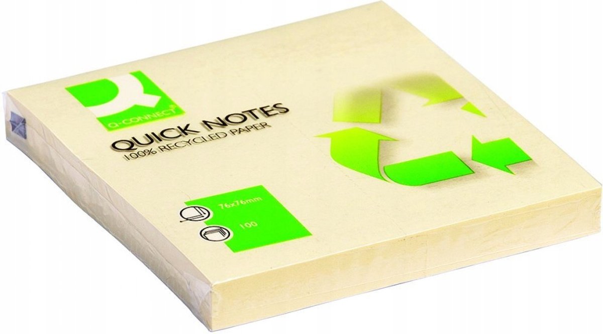 Q-connect Geeltjes 76x76mm 100 speed - 100% gerecycleerd