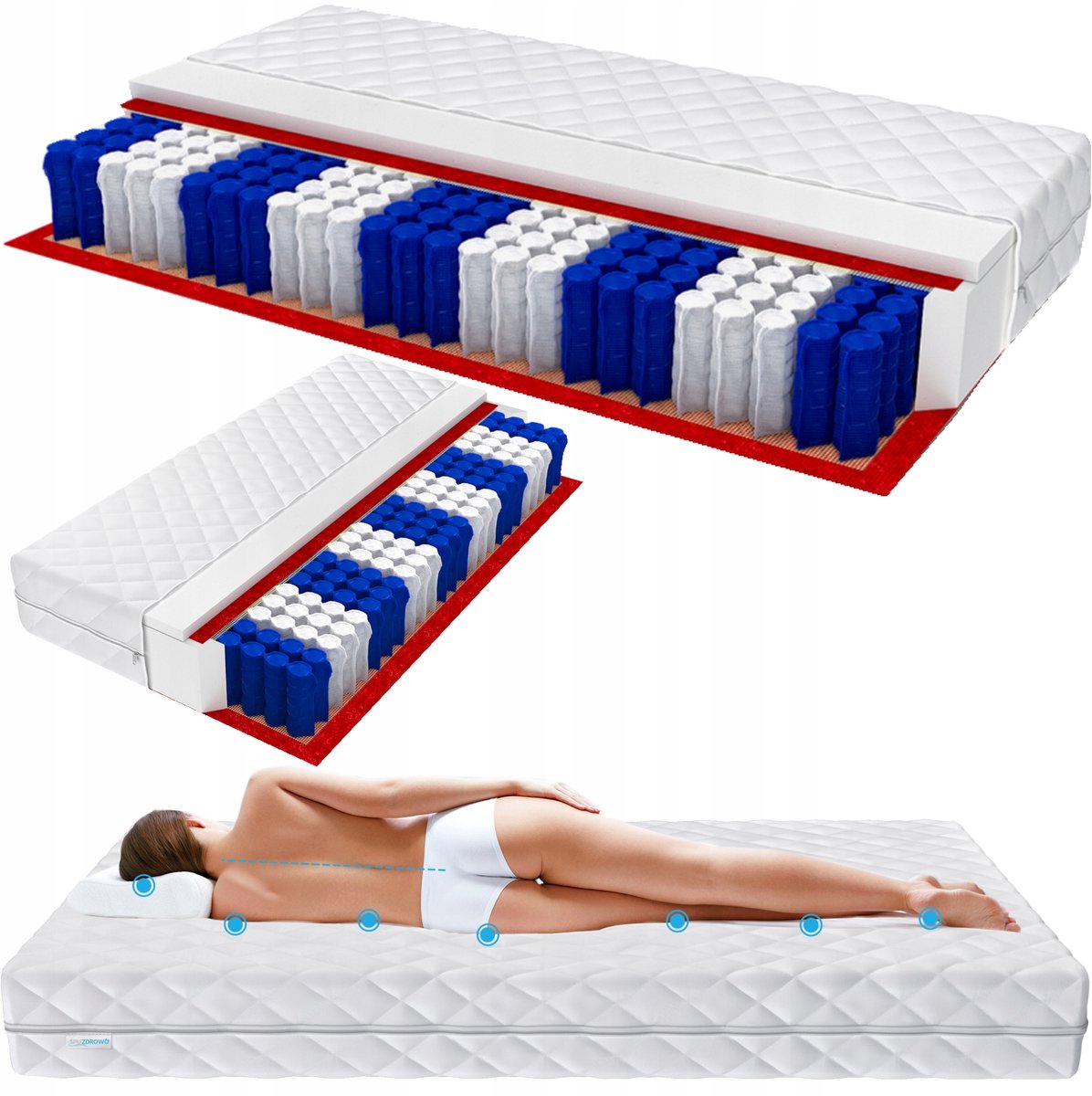 Premium pocketvering matras 190x80 cm, 14 cm dik, H3 medium hard