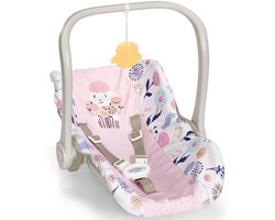 BABY born poppenautostoeltje bloemenmotief verstelbare greep 3-puntsgordel.