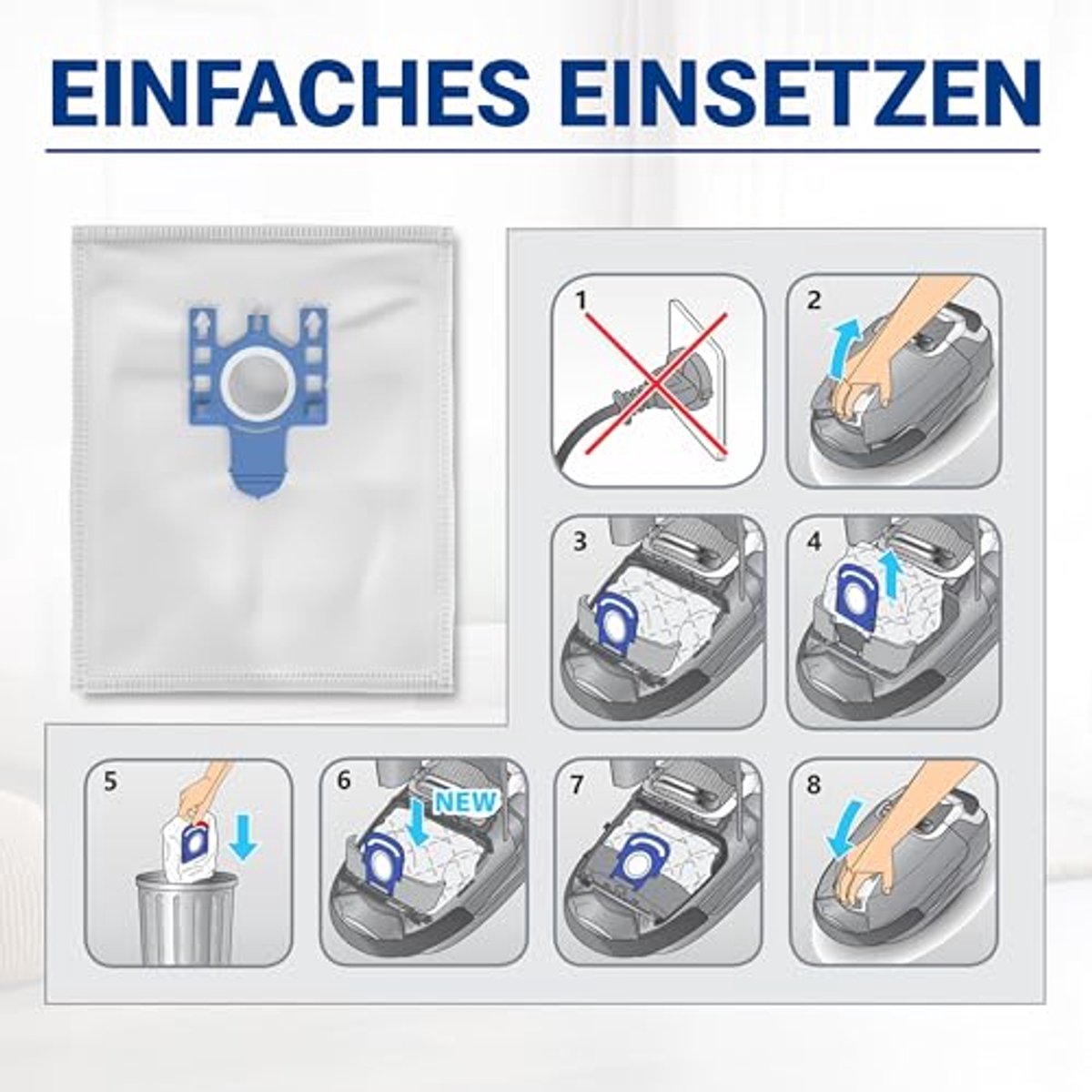 10 Stofzuigerzakken Vervanging + 2 Filtratiematten voor Stofzuiger