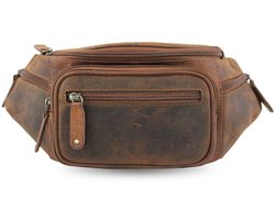 Fana Bags Grote Leren Heuptas Bruin Buffelleer - Luxe Buideltas - Heren Crossbody Heuptassen - Cadeau Mannen