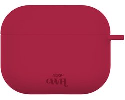 xoxo Wildhearts siliconen hoesje geschikt voor AirPods 3 - Silicone Case (Burgundy) - Beschermhoes met clip - Optimale bescherming - Bordeaux Rood